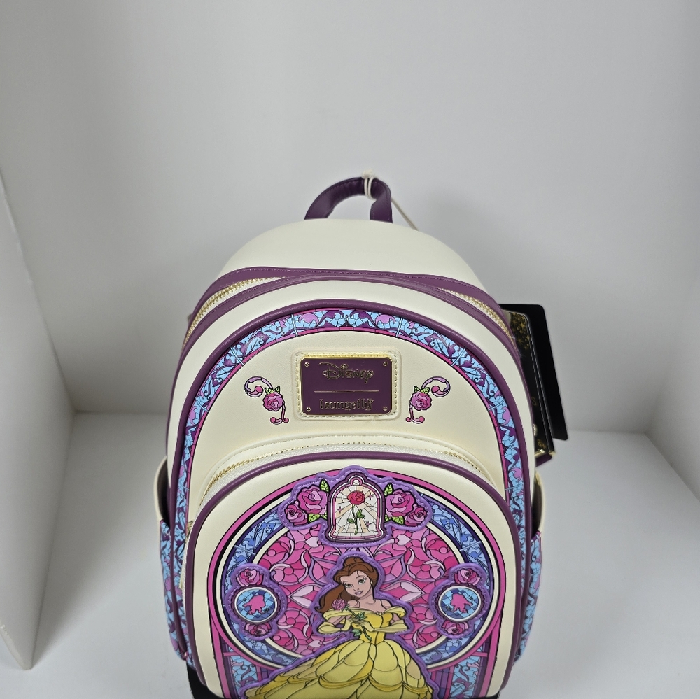 Loungefly Disney Beauty & the Beast Belle Stained Glass Mini Backpack NWT - Picture 2 of 6